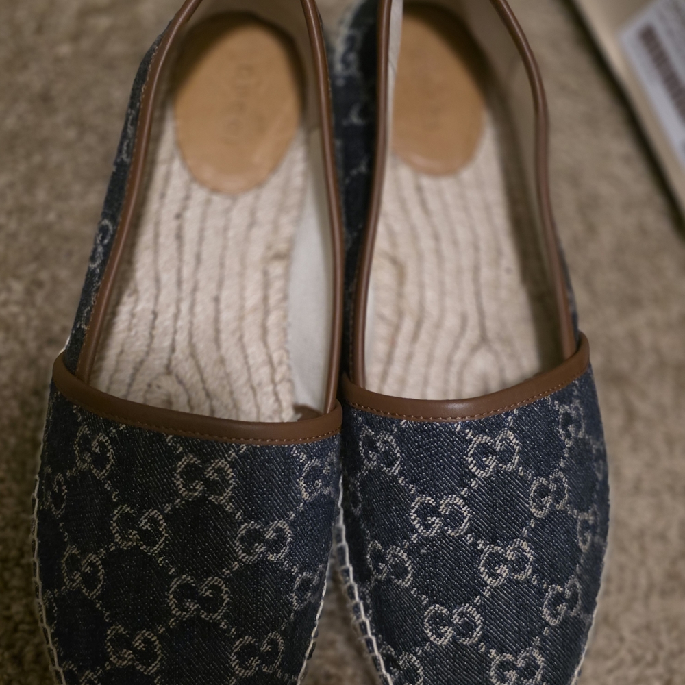 Gucci Blue Monogram Denim Espadrilles - Picture 2 of 5